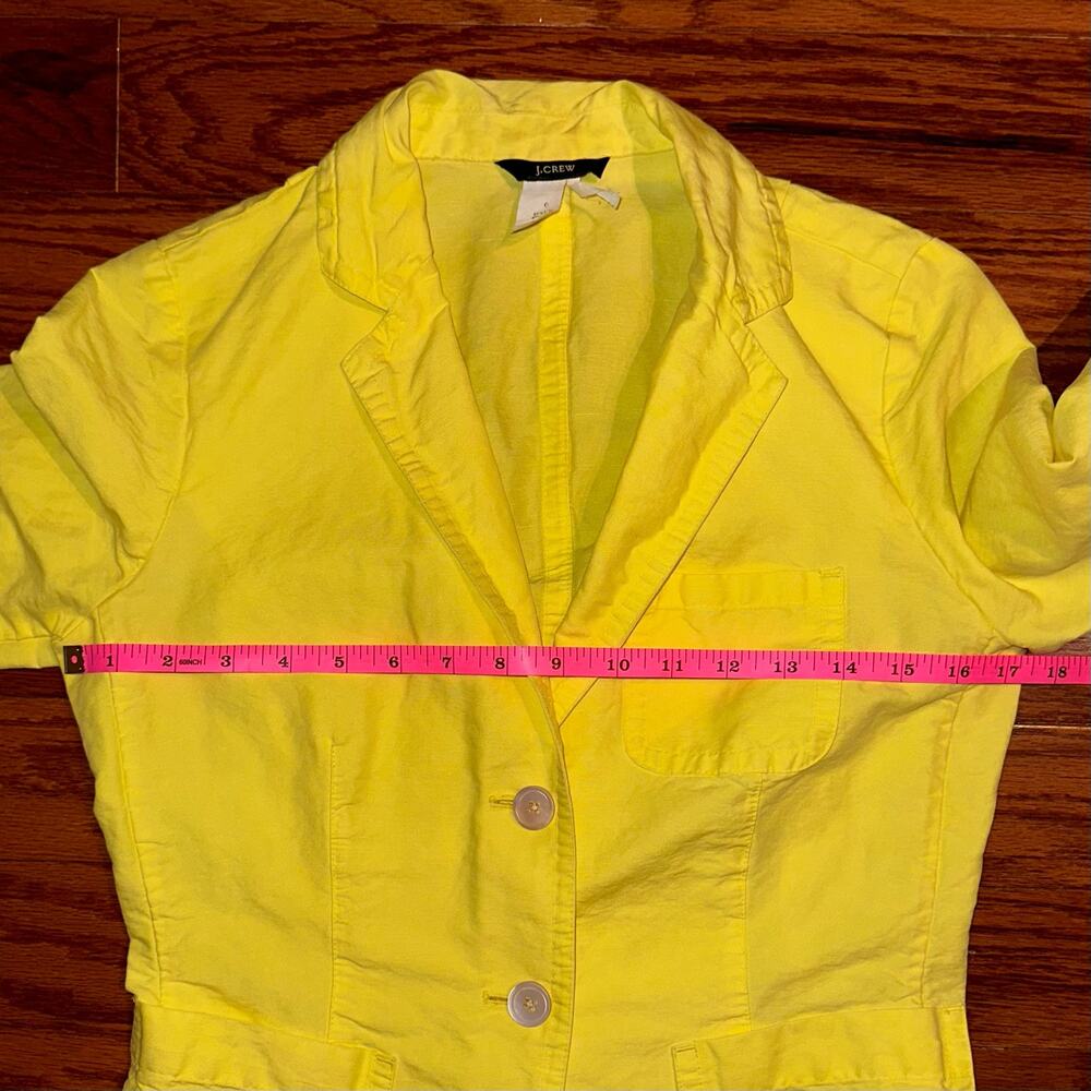 JCrew Linen Blend Bright Yellow 2-Button Blazer Jacket Size 0 - Picture 9 of 13